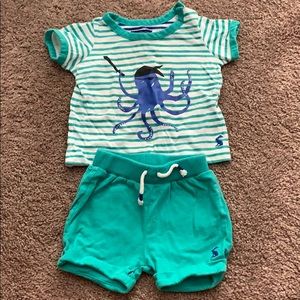 Joules 3-6 month teal octopus outfit